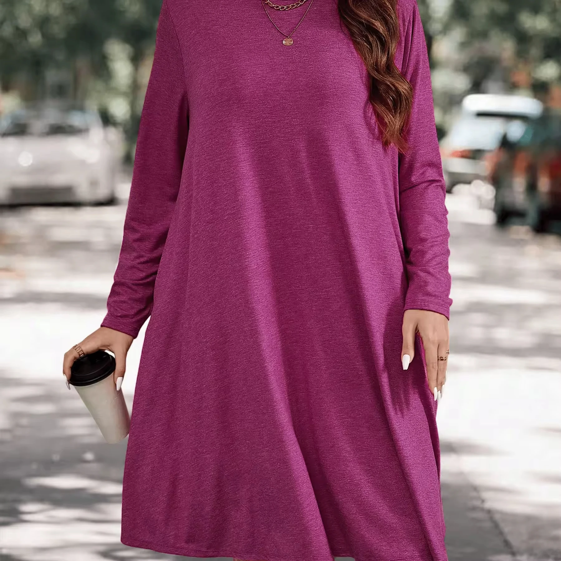 sachin and babi light blue dress New Arrivals Autumn Winter Plus Size Solid Loose A-line Casual Round Neck  Dresses Long Sleeve With Pockets| Alibaba.com