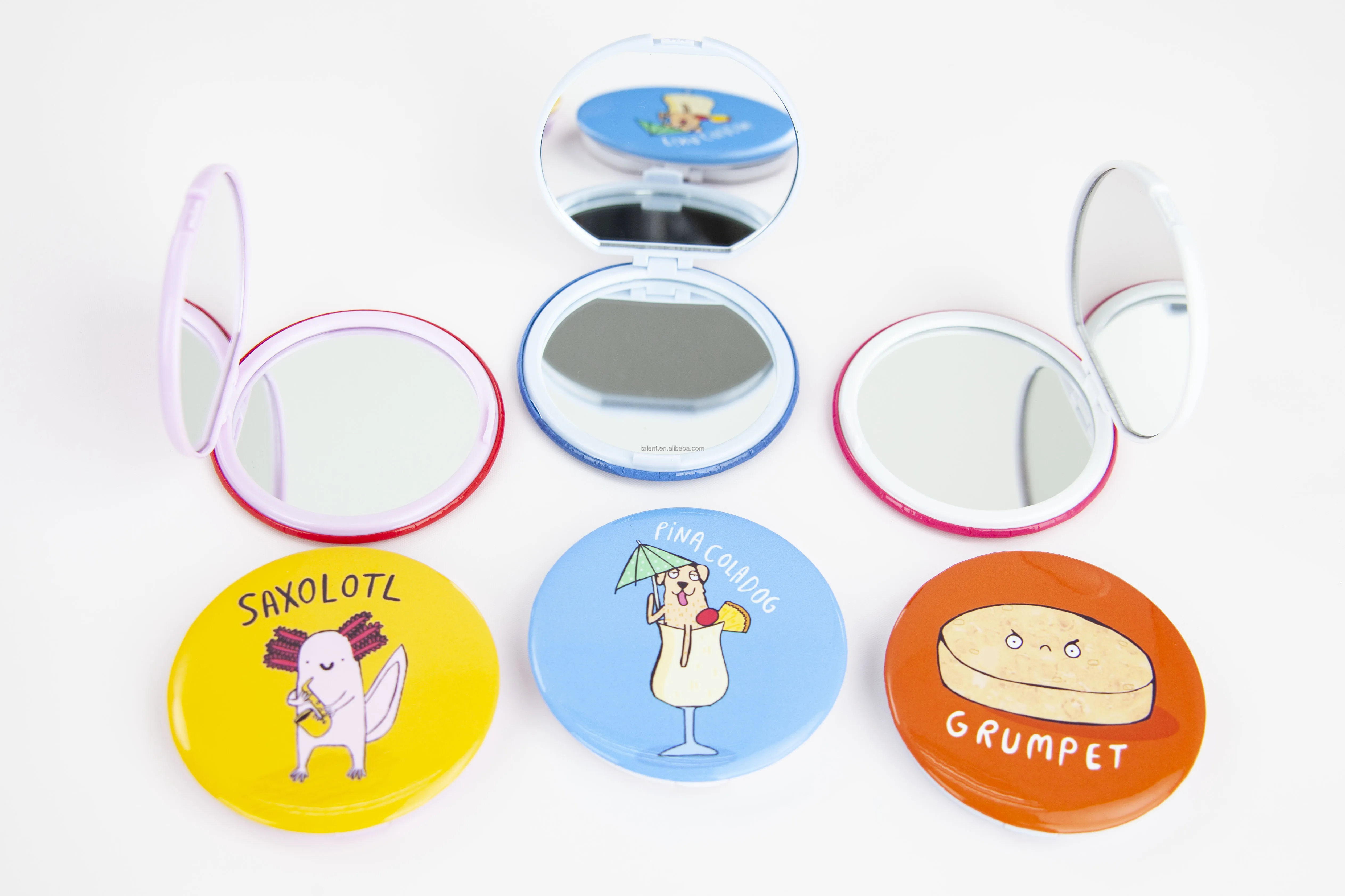 High Quality Factory Price TALENT Round 75mm Compact Mirror Cosmetic Mirror Button Makeup Mirror