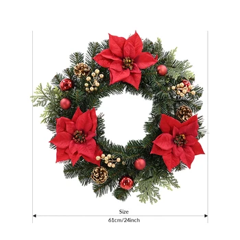 New Product Christmas Pinecone Pine Needle Wreath 24inch Round Pvc Pinecone Christmas Wreath