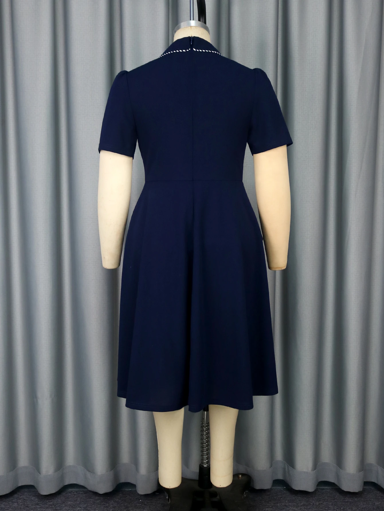 slim fit dress slacks Navy Belted Twill Midi Dress – self-portrait-US main image 1