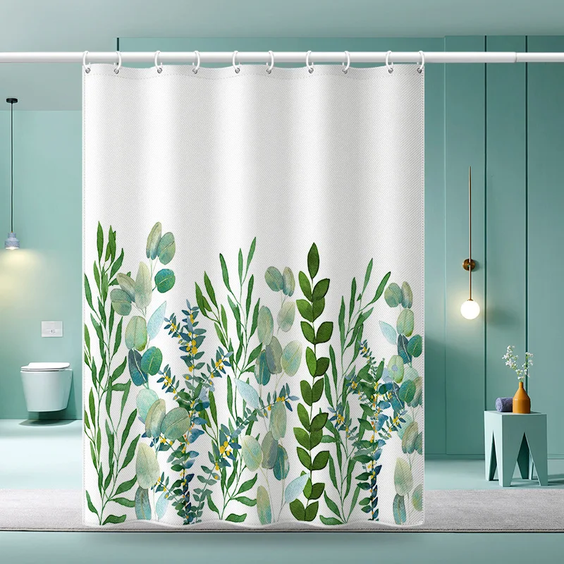 2024 Longstar Hotselling Wholesale Green Leaf Shower Curtain Custom ...