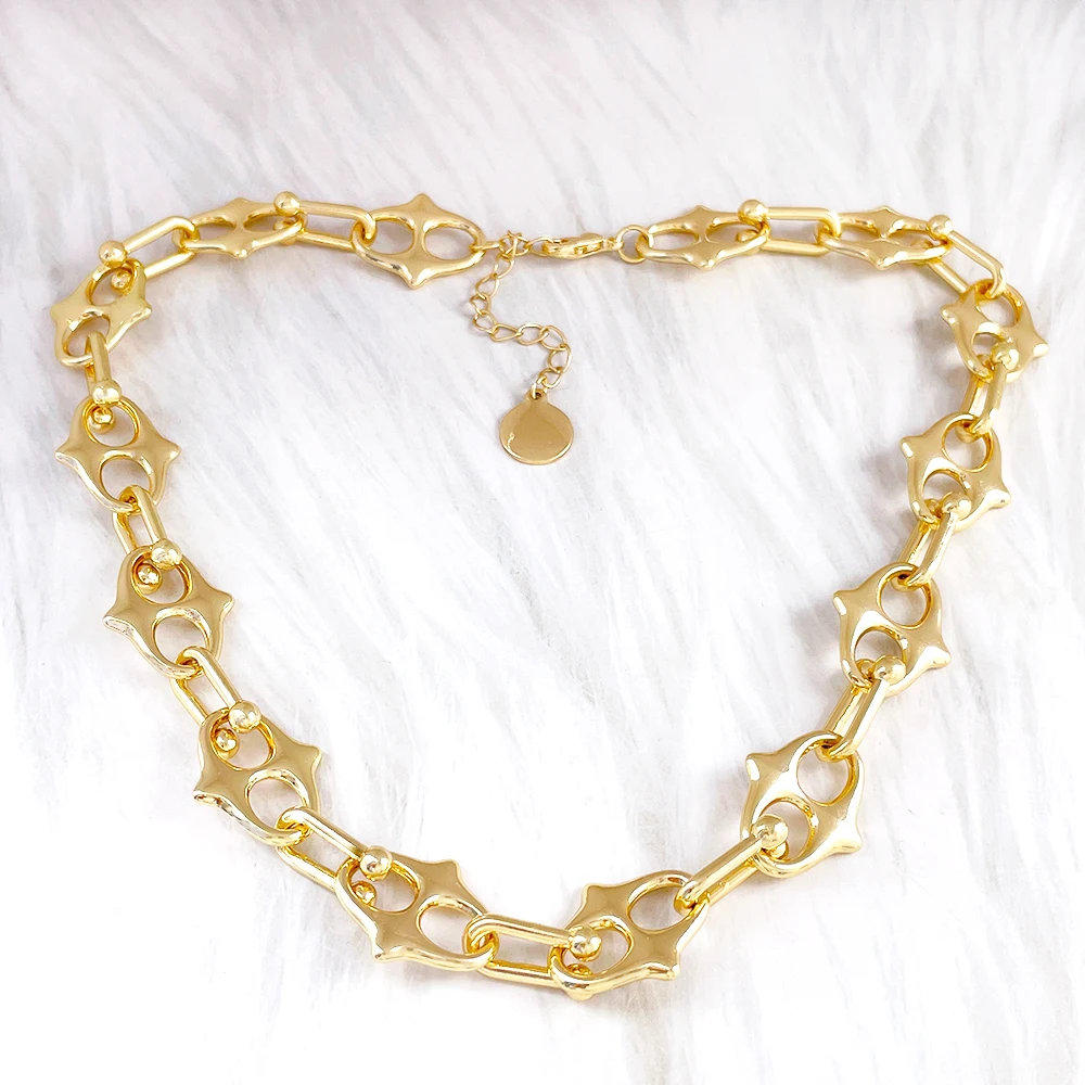 product factory custom 18k gold plated womens geometric chain choker necklace classic style alloy jewelry anniversary wholesale-6
