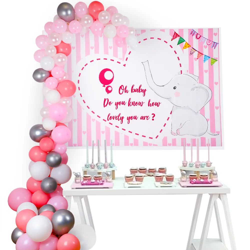 Girl Baby Shower Elephant Theme Decorations Elephant Backdrop Latex Balloon Birthday Party Photo Booth Props Supplies Buy Baptism Party Supplies For Girl Cute Elephant Birthday Decorations Girl Gender Reveal Balloon Garland Product On