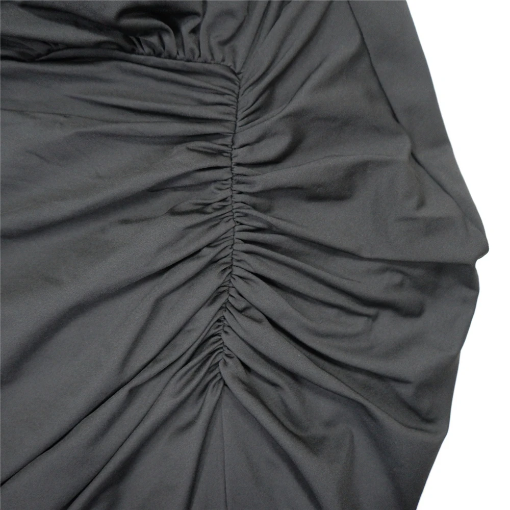 OJW020572 модное сексуальное однотонное облегающее элегантное платье с рюшами одним рукавом темпераментное вечернее платье-годе для