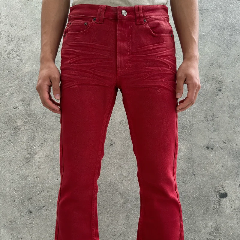 Salati Custom-designed Men's Red Regular-Fit Mid-Rise High-Street Style Jeans in Street-Style Vintage Washed Denim gallery 2