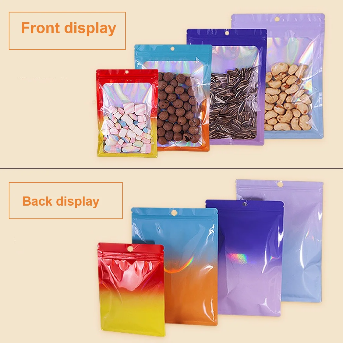 Gradient Bone Bag Aluminum Foil Laser Jewelry Packaging Bag Sealed Bag