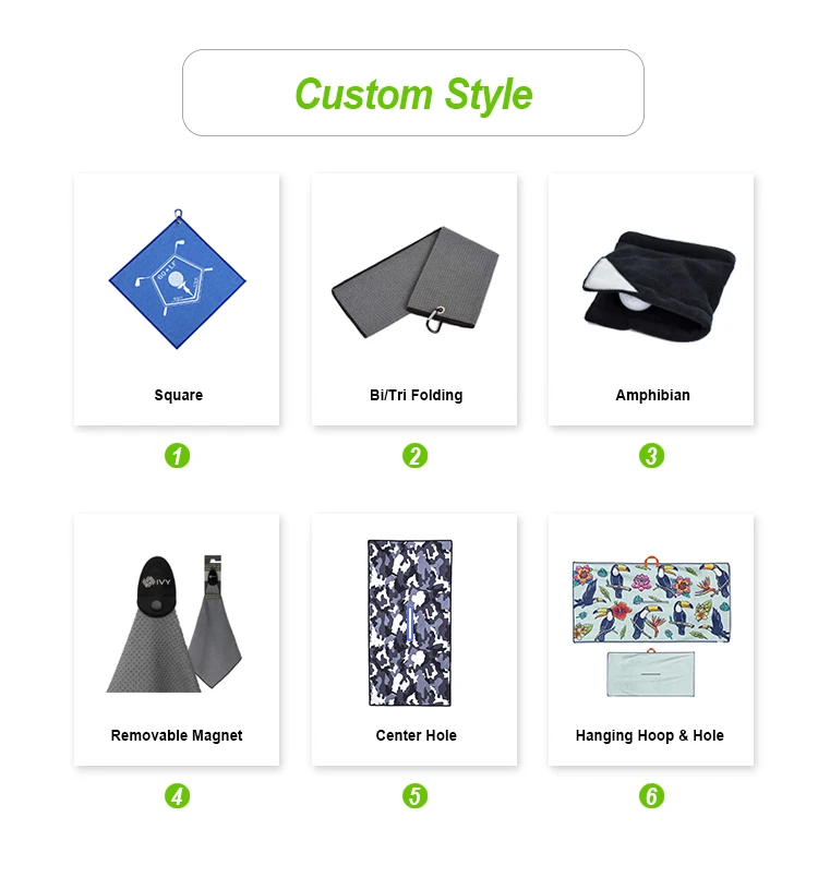 Wholesale Small Blank 100 Cotton Golf Towel With Grommet And Hook