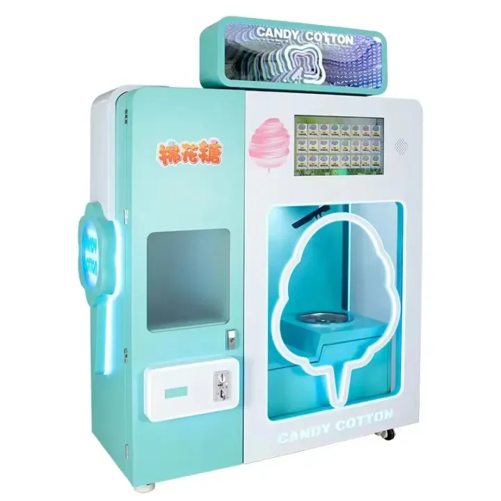 Electric Automatic Candy Floss Cotton Machine Vending Machines Scan Code to Pay Coin-operated