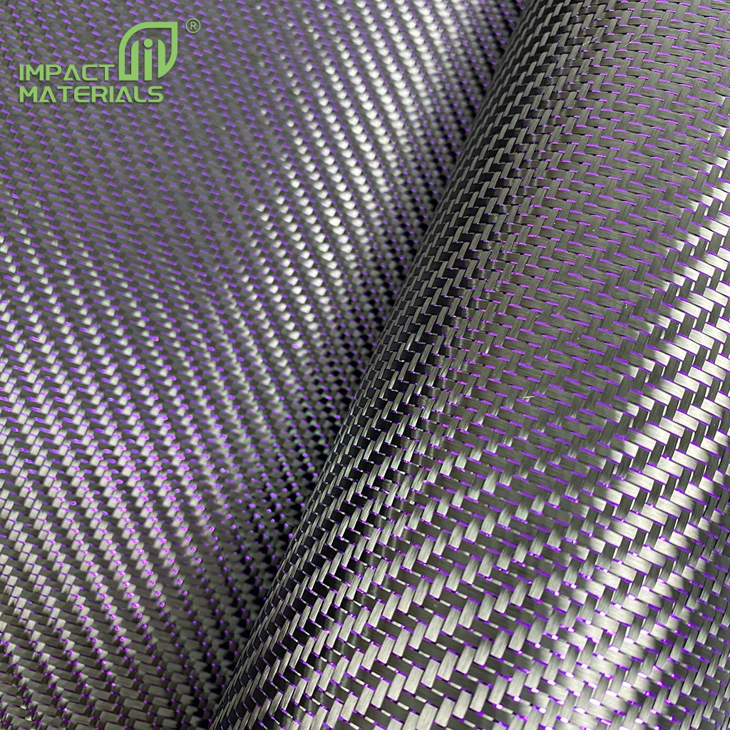 3k Purple Metallic Plain/Twill Carbon Fiber Colorful Metal Wire Mixed Carbon Fabric for Auto Parts