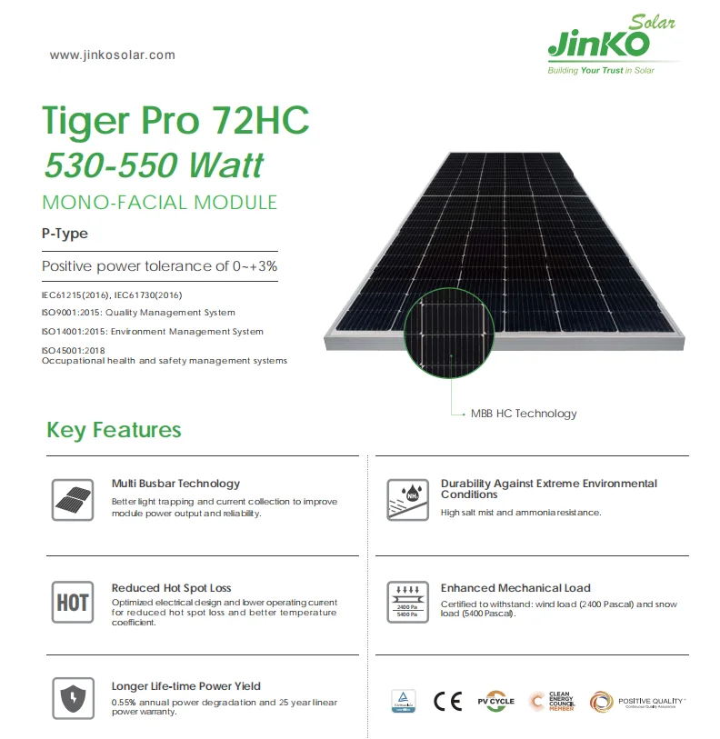 Solar panels Jinko 550w 540w 530w Jinko solar panel 550w 555w jinko tiger pro JKM530-550M-72HL4-(V) PV Module factory