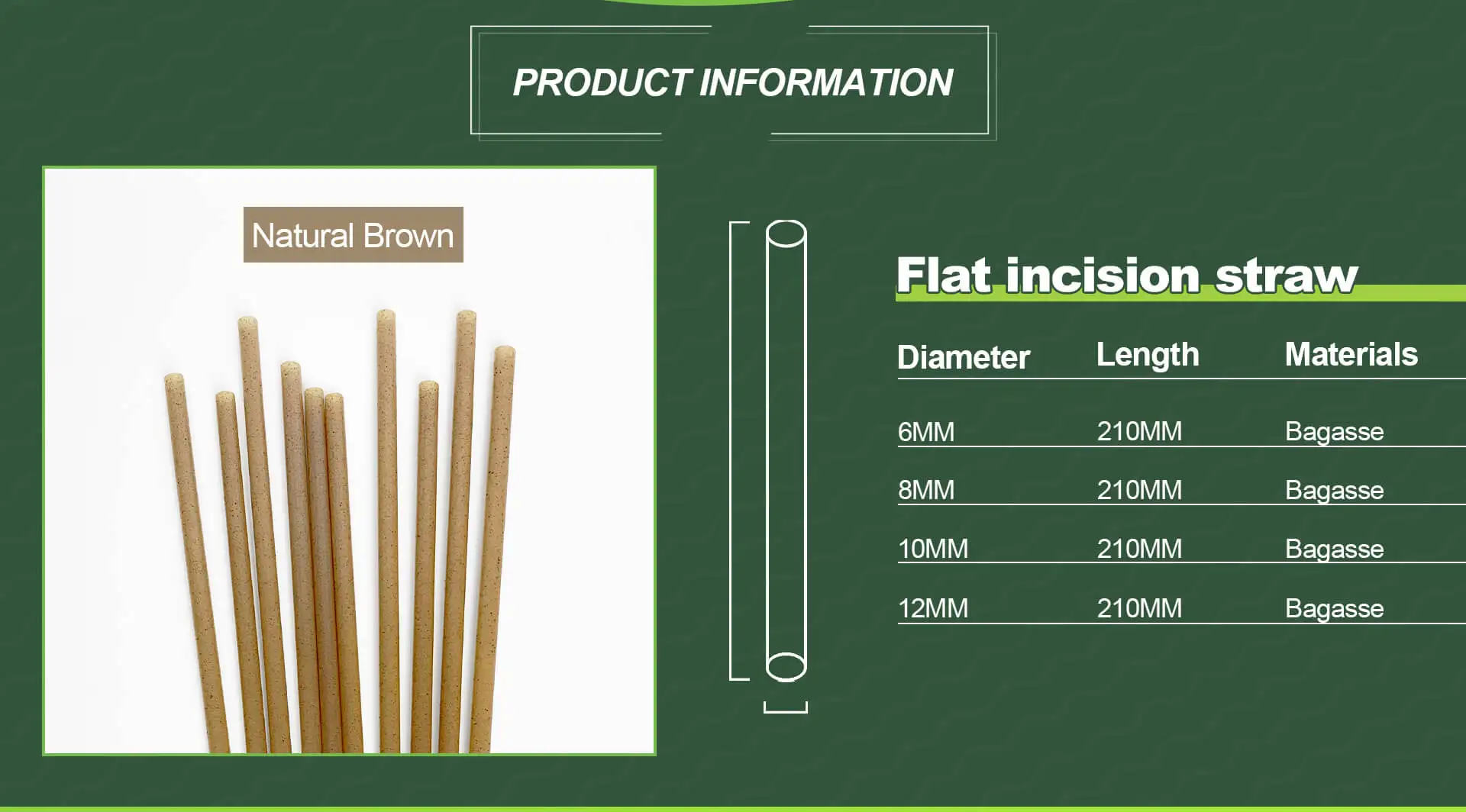 6mm 8mm 12mm Sugarcane Straws Biodegradable Plastic Free Eco-Friendly Compostable Drinking Smoothie Sugar Cane Bagasse Straw