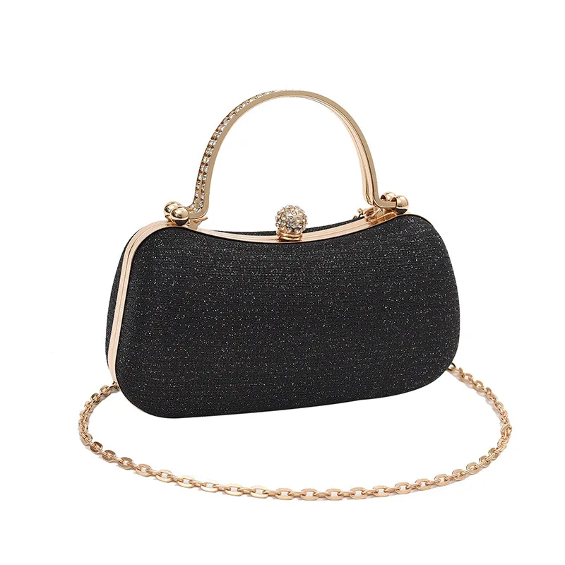 Borsa Clutch Da Sera UBORSE Con Strass E Catena – Elegante, Trama A Rombo, Perfetta Per Matrimoni E Feste - 2
