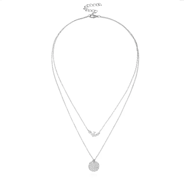 Fashionally Popular Street Style Peace Dove Multi-layered 18k Gold Plated Charm Women's Cheap Pendant Necklace