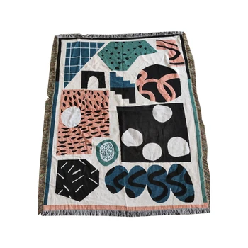 Hotsale custom woven tapestry low moq throw winter season and rectangular shape native style sofa blanket