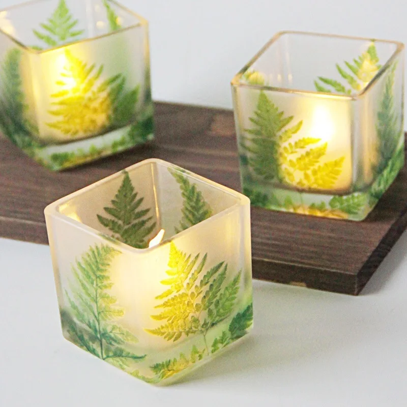Embossed Frosted Mercury Clear Textured Soy Wax Scented Container Square Glass Crystal Candle Jar With Lids for Candles Making