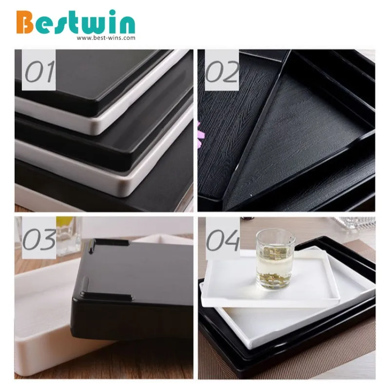 Black White Rectangle Plastic Serving Tray with Wood Pattern| Alibaba.com