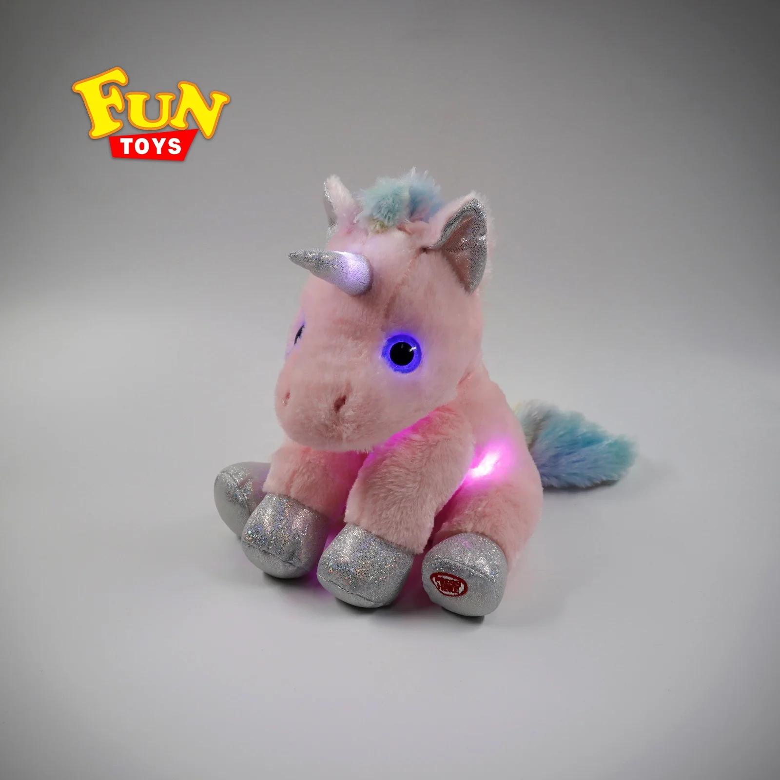 Colourful Glow LED Plush Toys 25CM Light up Unicorn In Pink Color