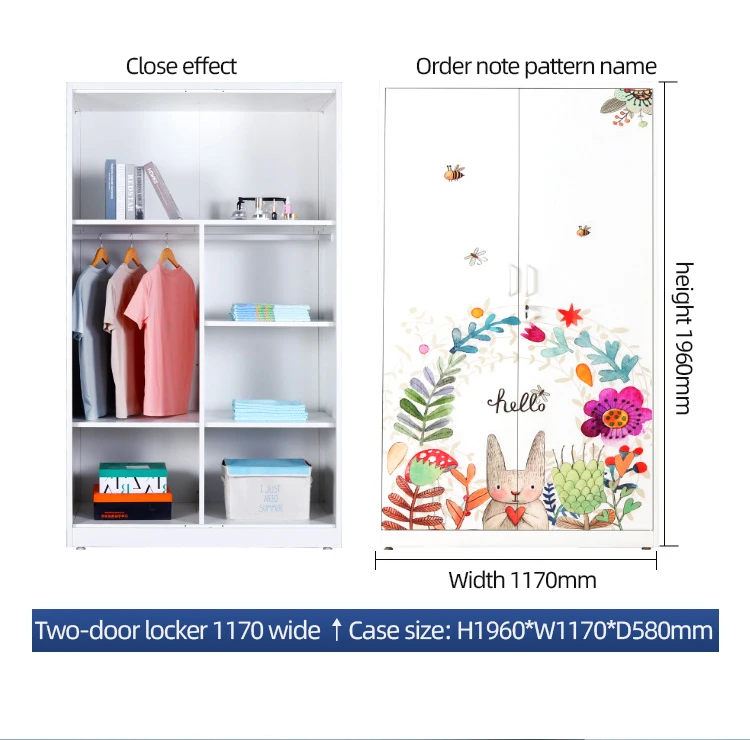 Cute Lockable Double-Door Metal Locker Storage Cabinet for Clothes and Bags supplier