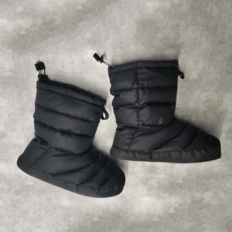 Winter Warm Down Shoes Indoor Cover Heel High Boots Men Women Home Down