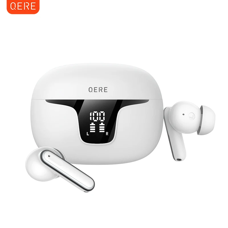 Fones de Ouvido Sem Fio QERE E60 com Cancelamento Ativo de Ruído, Headset Esportivo TWS para Jogos