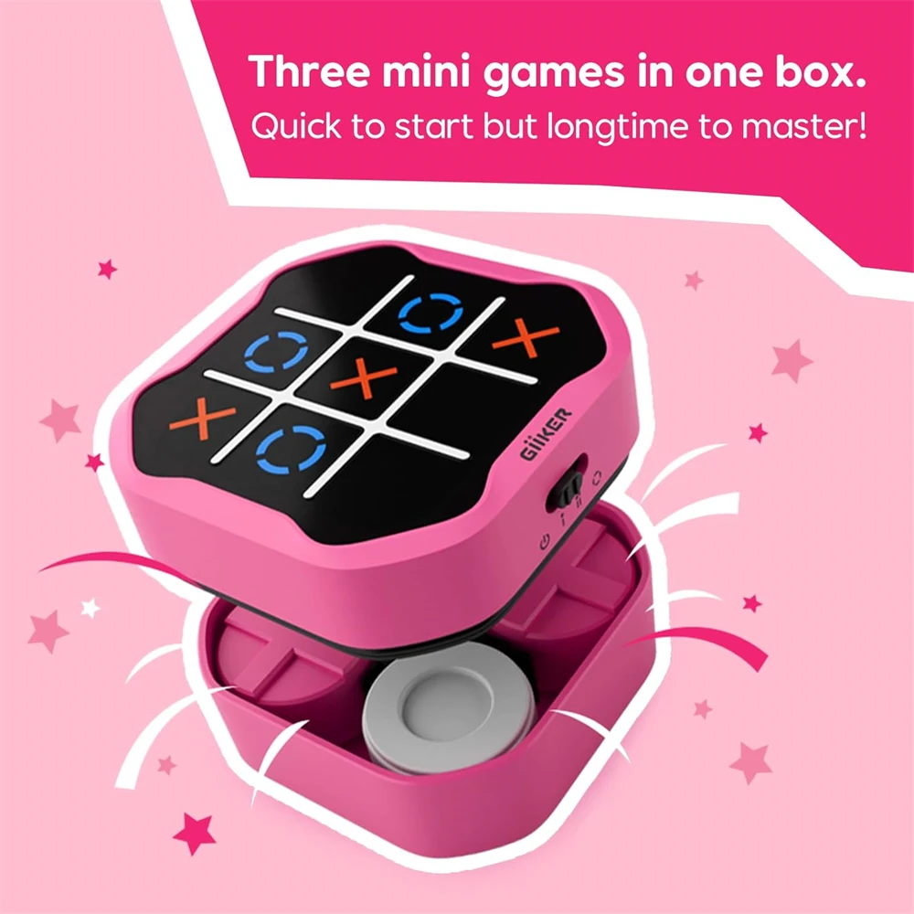 GiiKER Tic Tac Toe Bolt Game 3 in 1 Handheld Puzzle Game Travel Games for Kids and Adults Birthday Gifts