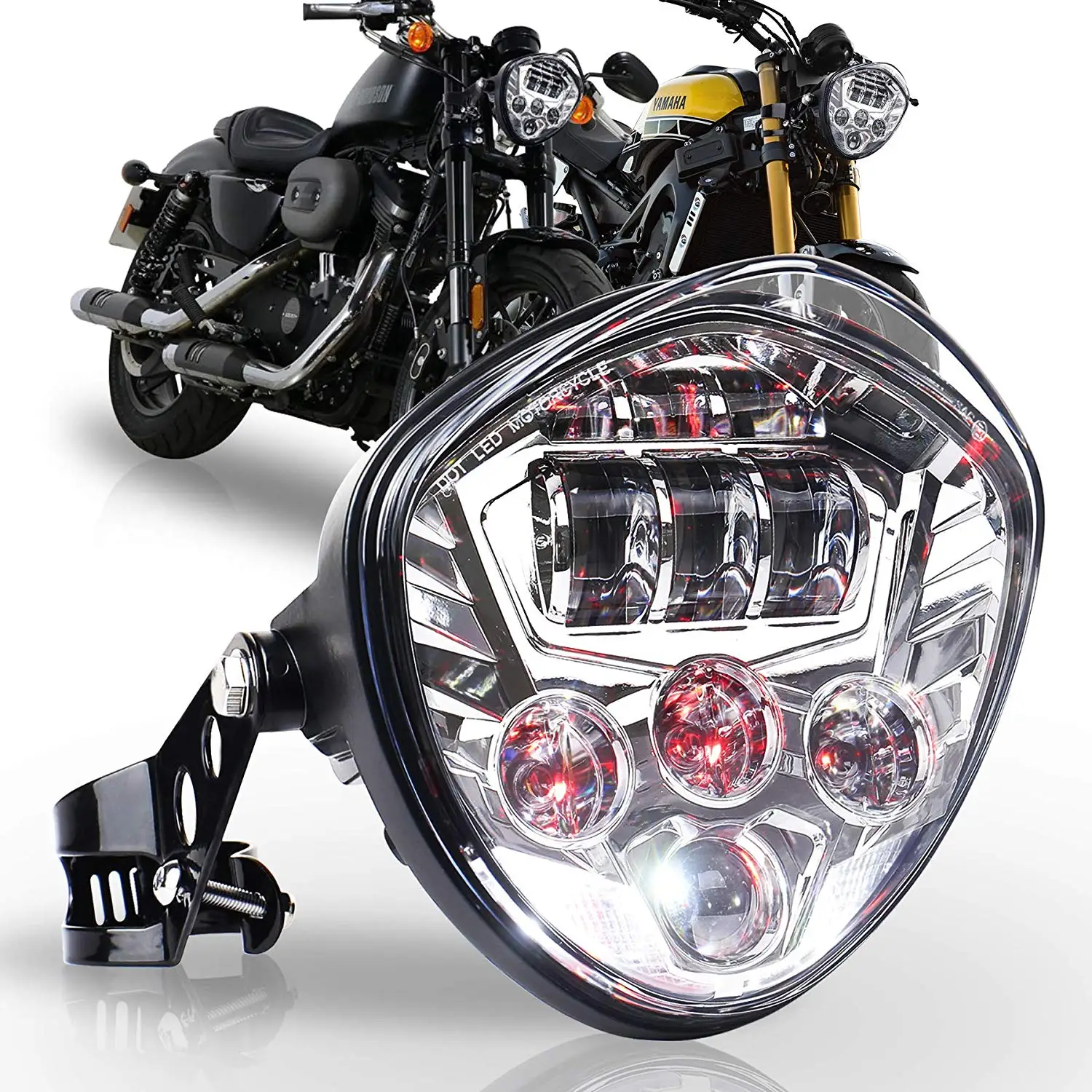 High and Low Beam DRL LED Headlight Motorcycle System LED Headlight With Universal Mounts Bracket