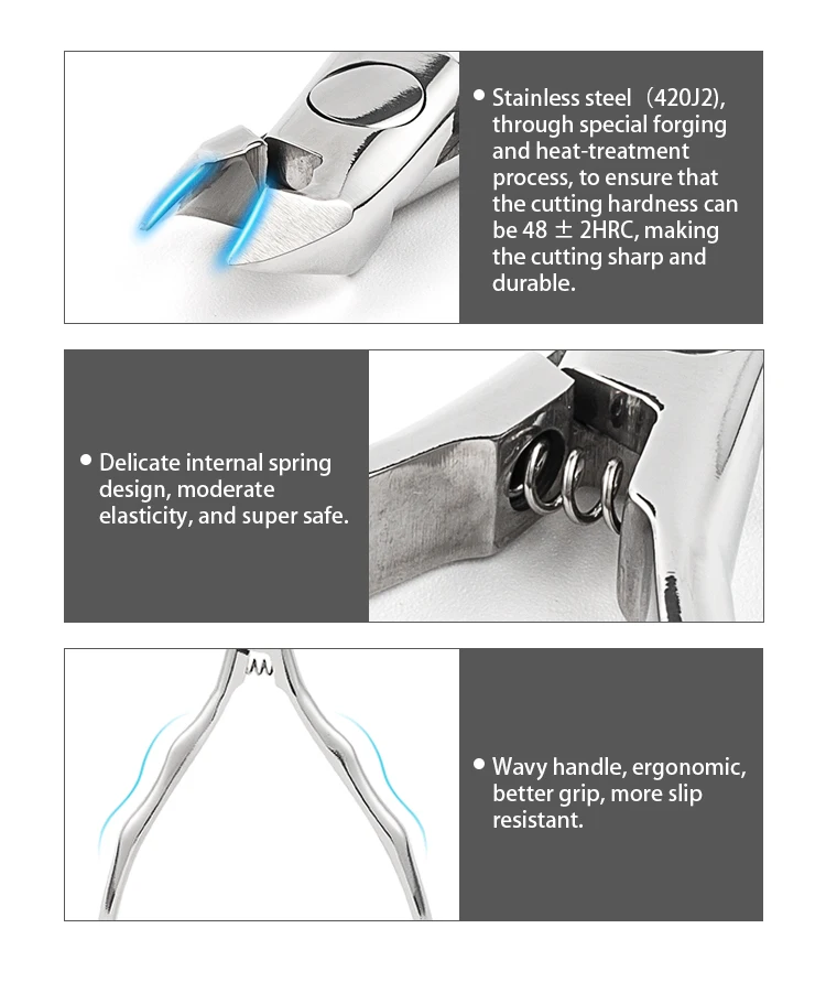 Top Quality In Stock Professional Full Jaw Cuticle Cuticle Nipper Stainless Steel Nail Cuticle Nipper Nail Nipper Cushion Grip