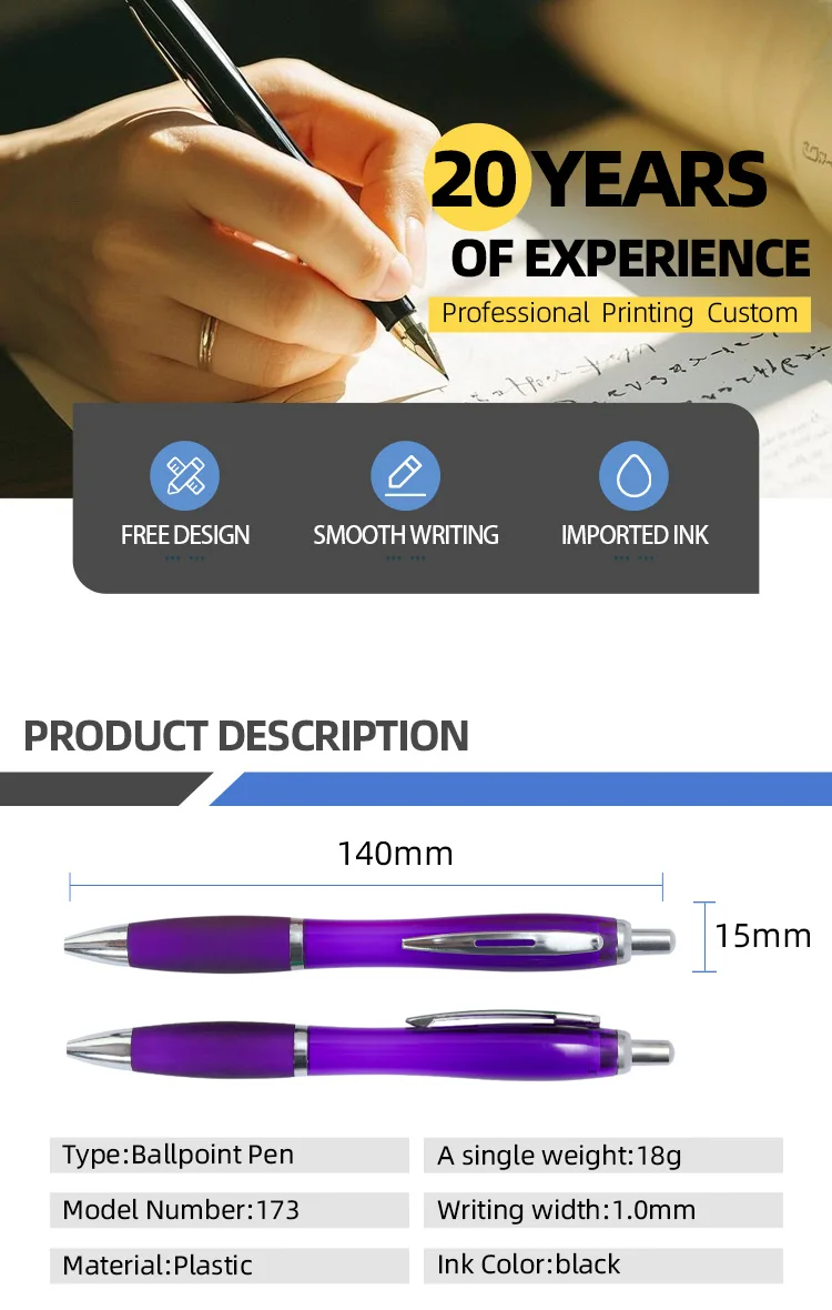 Custom Full-Color 1.0mm UV Printed Logo Ballpoint Pen Yellow Orange Sports Business Office Advertising Plastic for Gift