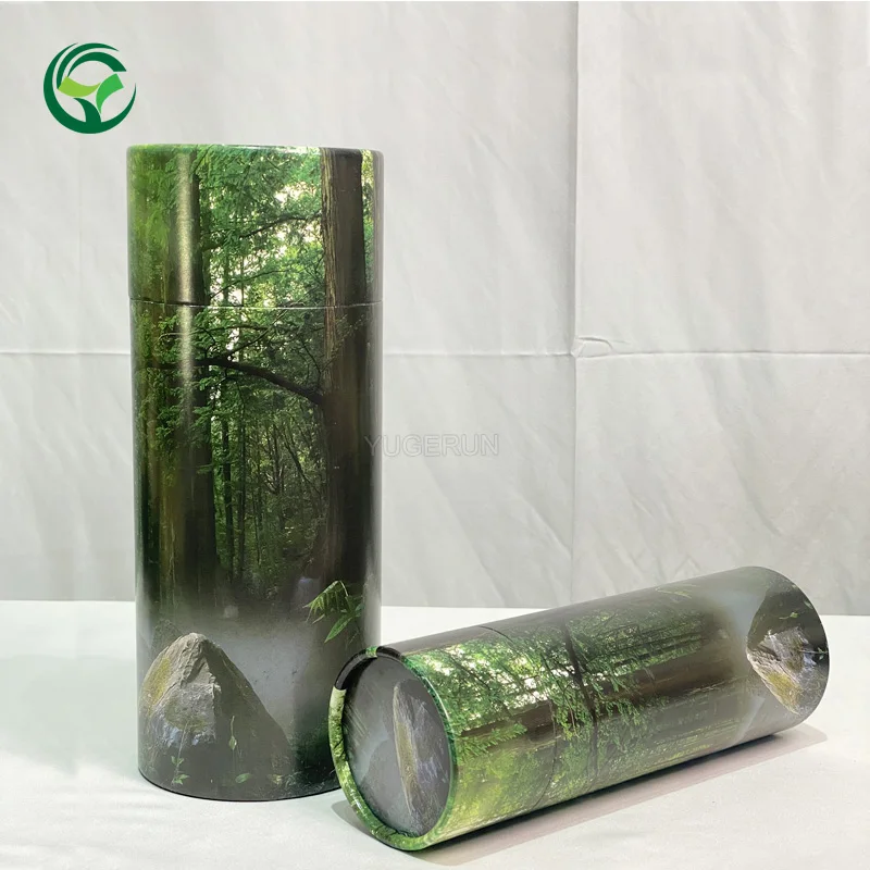Customized Biodegradable Human Paw Printed Cremation Ash Urn Funeral Supplier for Adult Cardboard Scattering Tube for Ashes