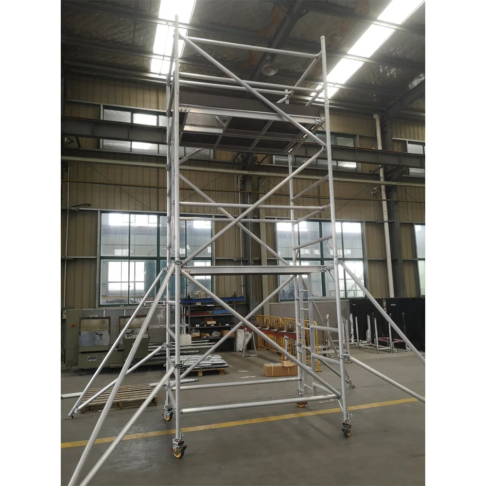 Lightweight Aluminum Mobile Scaffold Tower Single/Double Width EN 1004 ...
