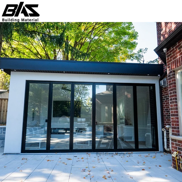 Modern Aluminum Alloy Toughened Glass Sliding Patio Door Heavy Duty Push-Pull Exterior Thermal Break for Living Room