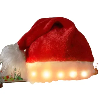 2024 Hot selling Christmas Hats Christmas Party decorations Led Hats Light Up Santa Hats