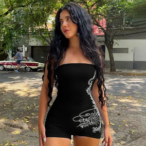 JY LR14706 2024 New Arrival Dragon Print Chest Wrapping Sexy Bodysuit for Women Sports Jumpsuit Clothes for Women