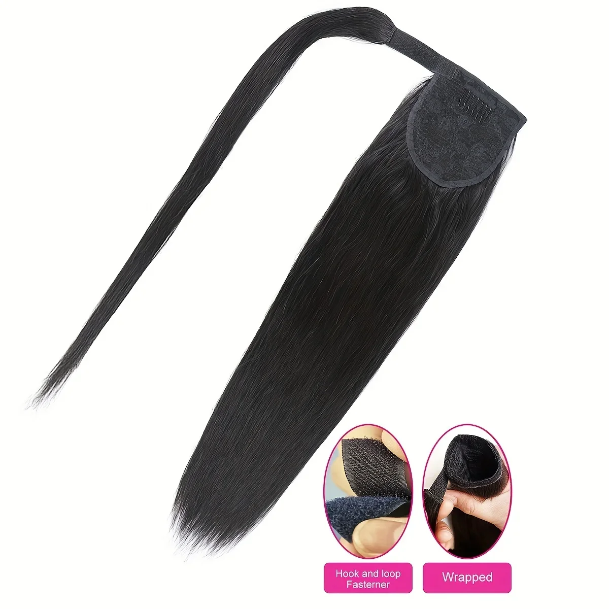 Extension per coda di cavallo Yaki liscia per capelli umani per donne Pasta magica 10-30 pollici_voghion.com