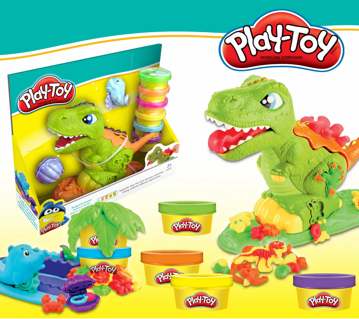 Dinosaurio Juguetes Con Plastilina Playdohh Plastilina Set Play