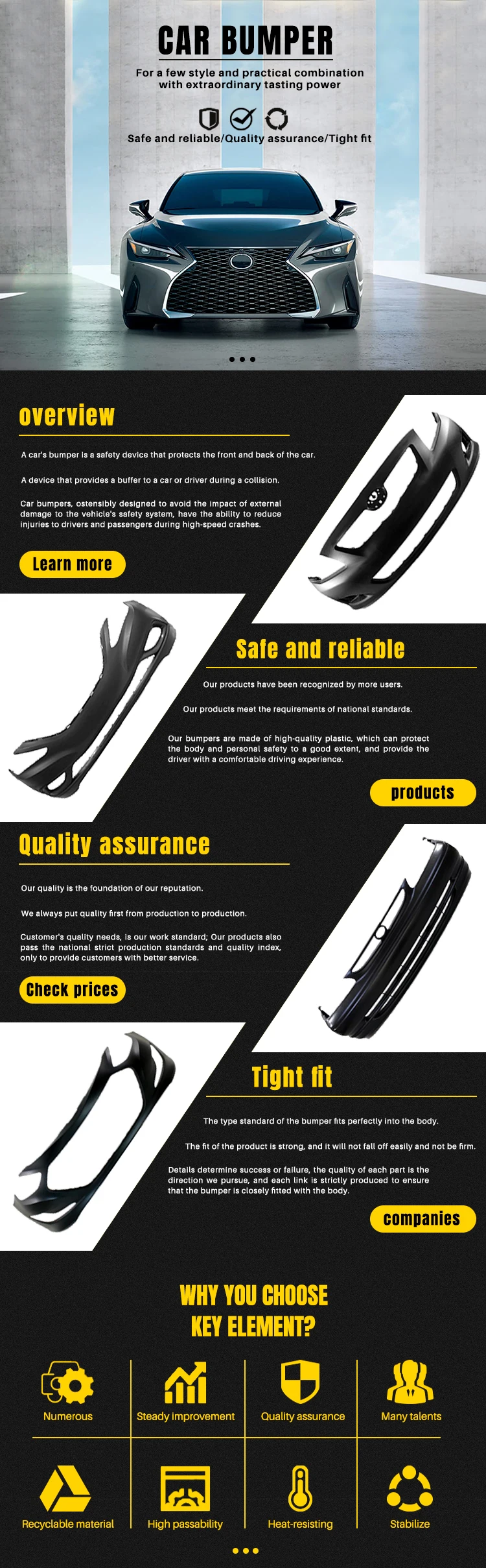 Key Element Body Parts Car Bumper Rear Bumper Cover Car Accessories ...