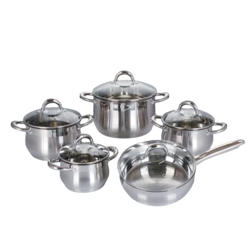 Popular Sales Cookware Non Stick Cookware Sets 12pcs Stainless Steel Cooking Pot Set