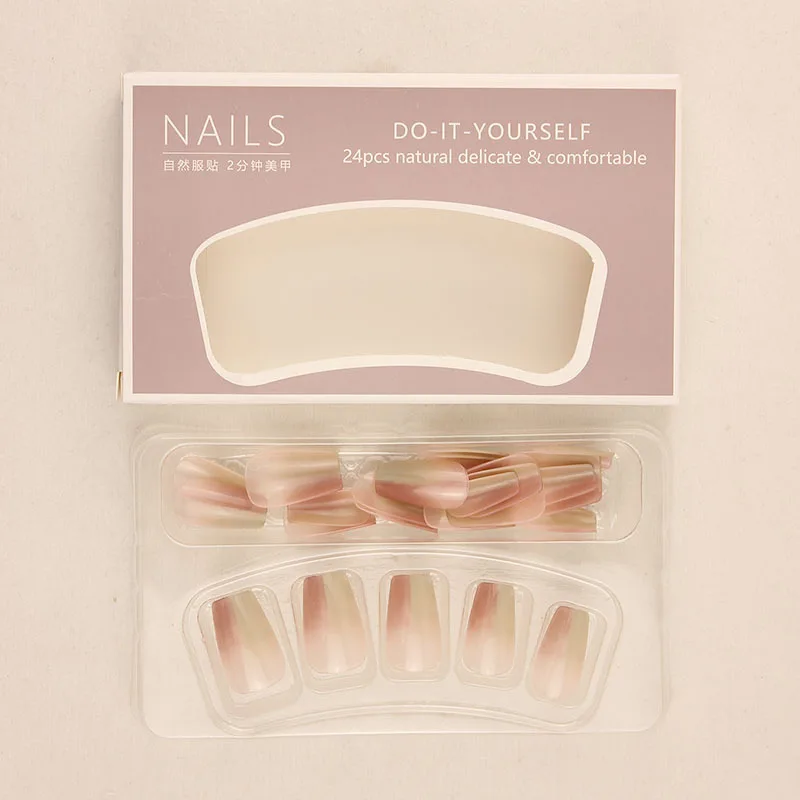 Salon Square Artificial Fingernails Full Cover False Nail Sets Nude ...