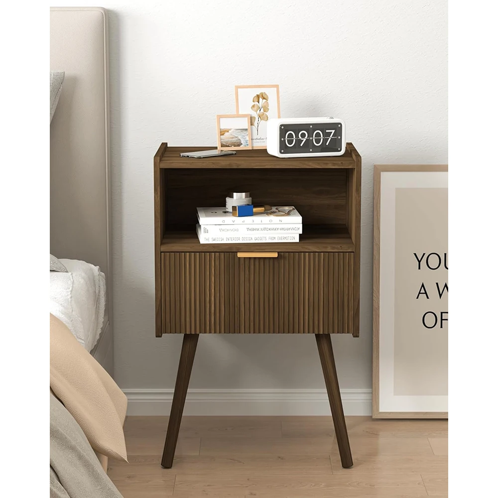 product nu deco mh25827 modern bedside table storage drawer wood shelf living room bedroom small spaces accent night stand solid wood-2