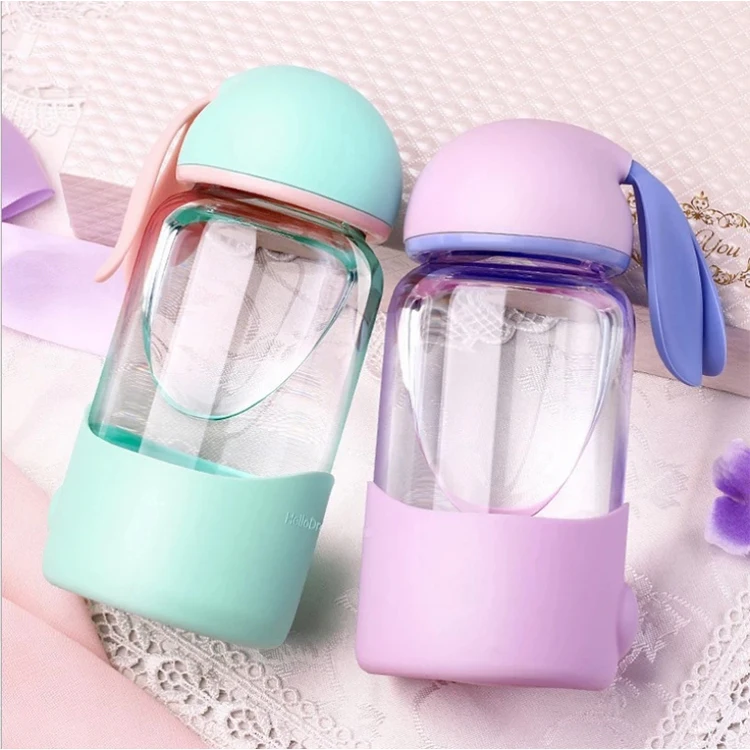 Wholesale Children Cute Little Rabbit Outdoor Gourdes Pour Outside Custom  Logo Cup Kids Glass Water Bottle - China Bottle and Glass Botlle price