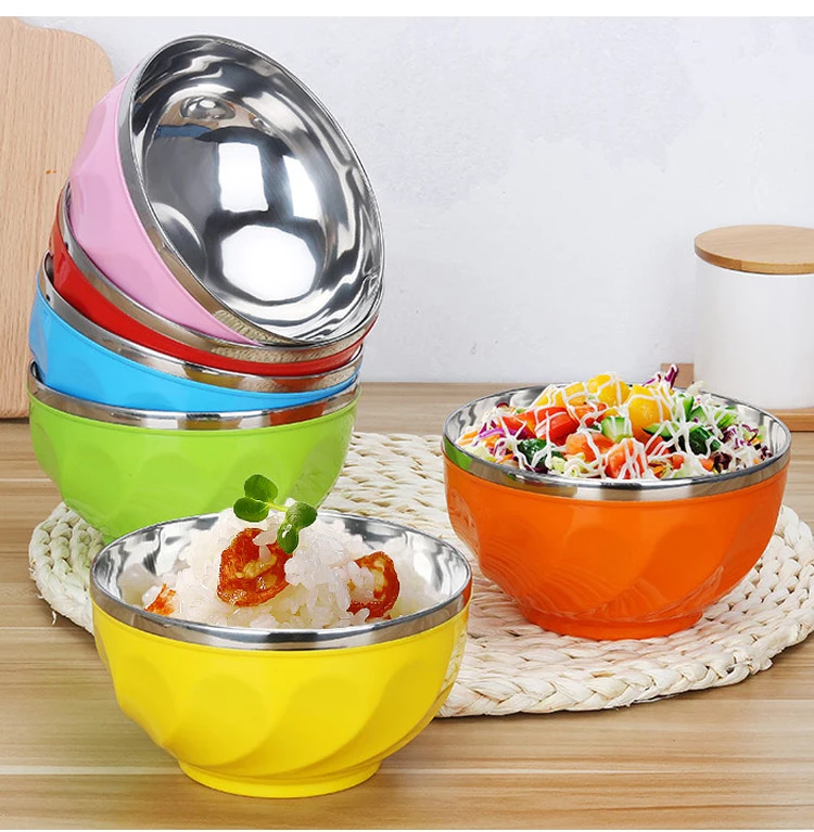 Hot Sell Colorful 6pcs Kids Bowl Set 15cm Stainless Steel Food Bowl