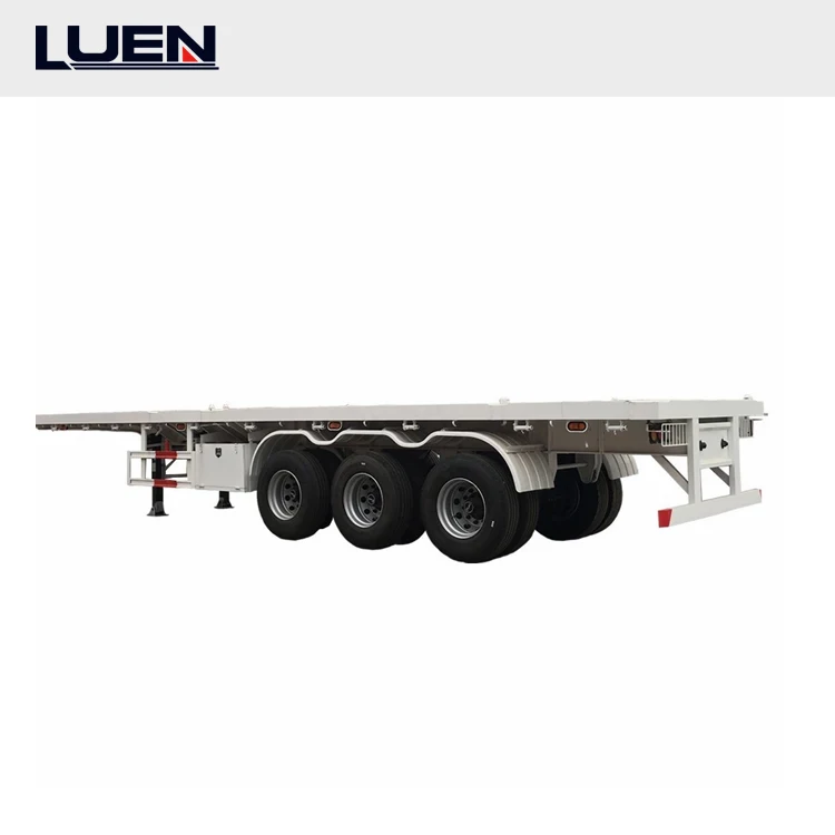 LUEN popular 20ft 40ft 3 Eixos 4 axles 50ton Container Trailer Chassis Semi Flatbed Trailer for sale