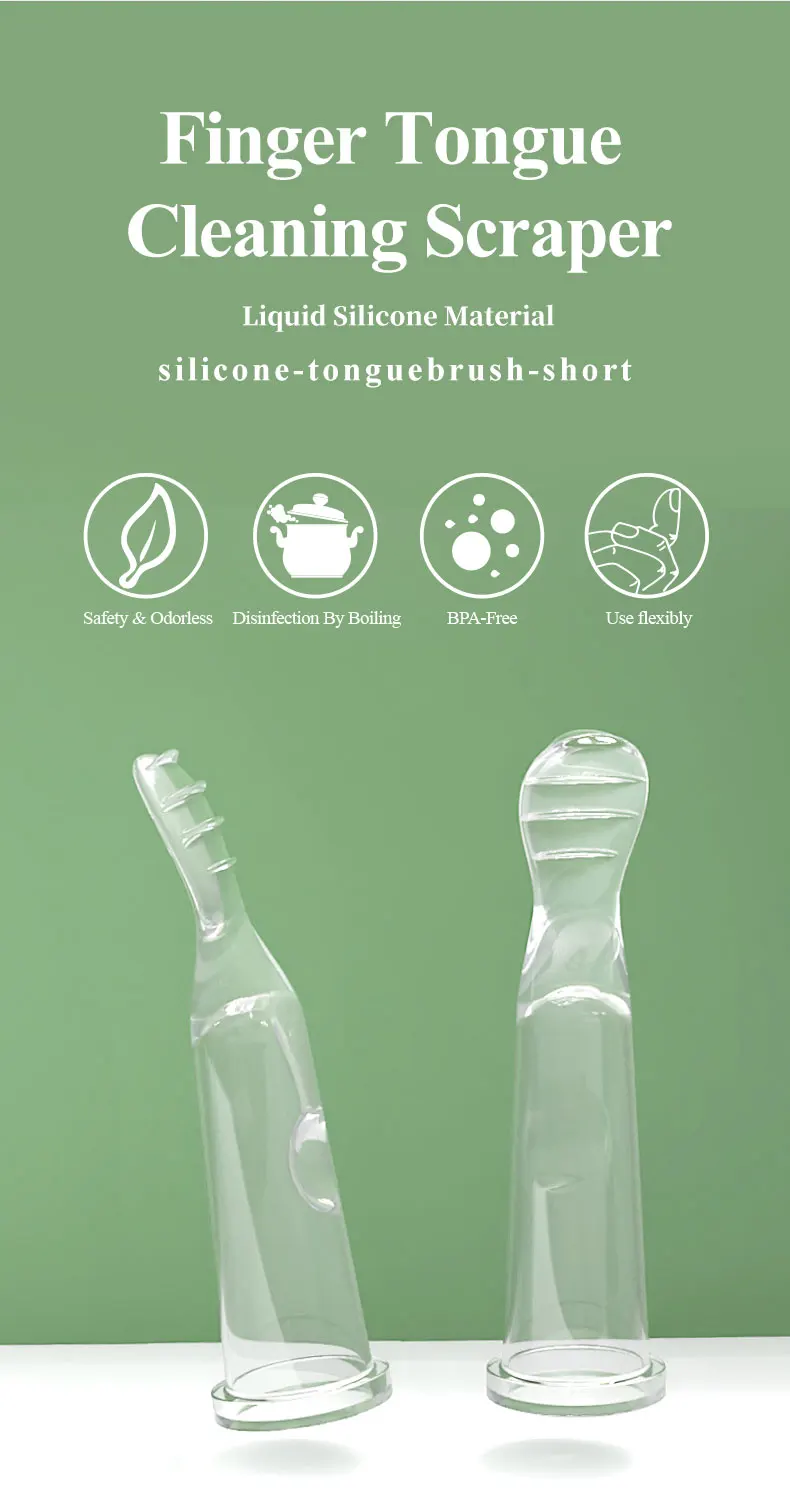 BPA Free Soft Liquid Silicone Tongue Cleaner Finger Tongue Scraper for Baby