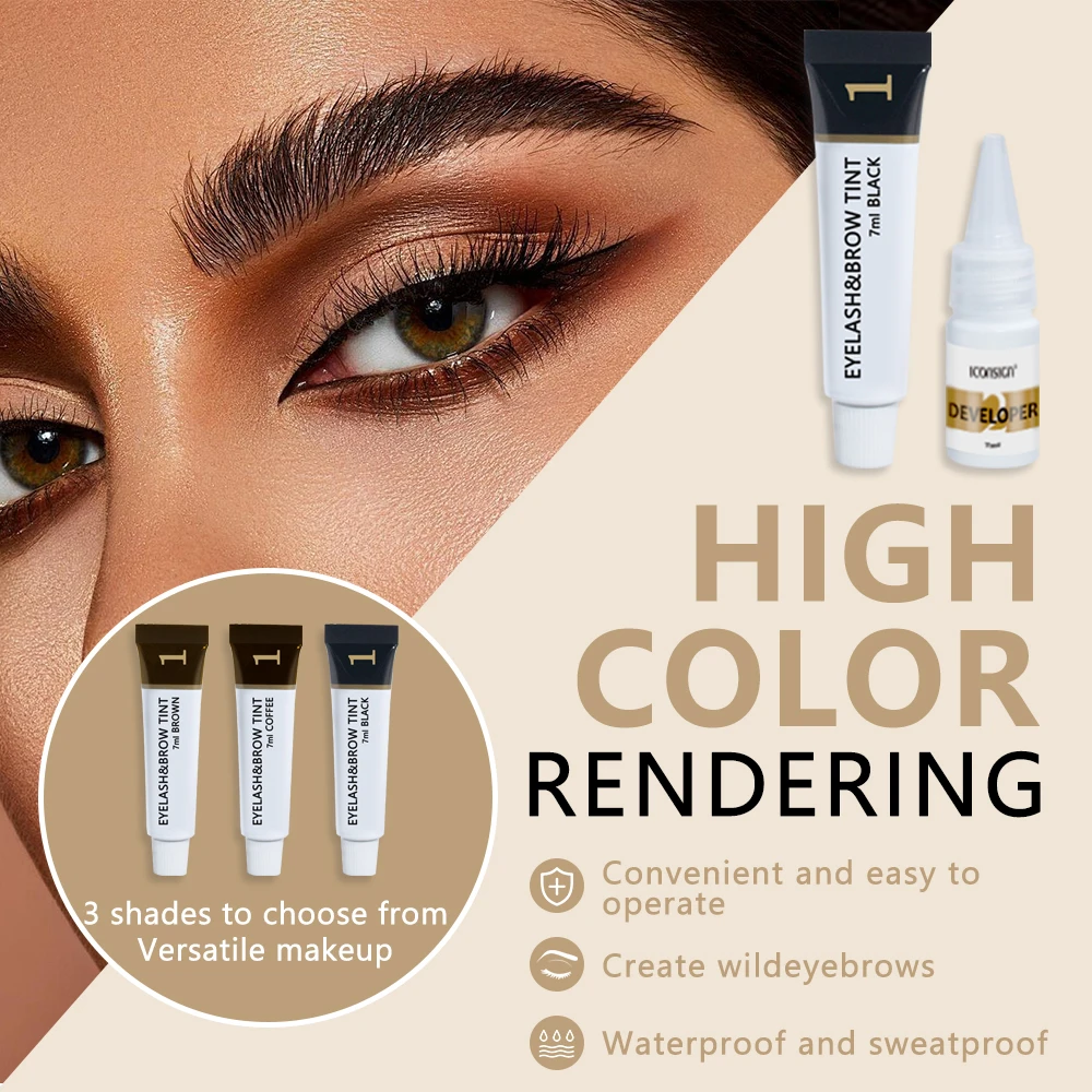 Private Label Henna Professional Eyelash Brow Dye Hybrid Tint Vegan Long Lasting Tattoo Eyebrow Eye Lash Tint Dye Custom Kit Set