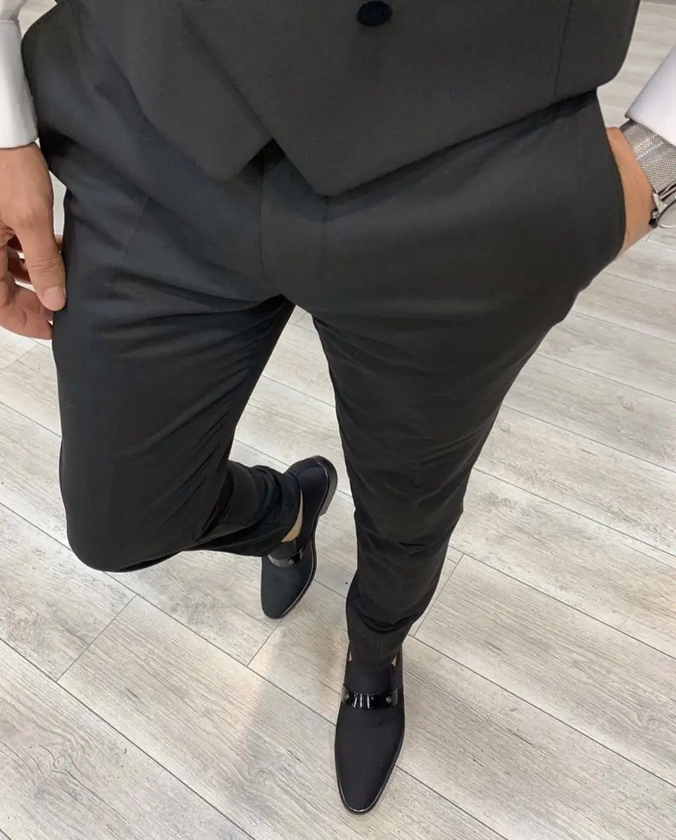 Traje De Hombre De 3 Piezas - Negro, De Lino, Incluye Chaqueta, Chaleco Y Pantalones, Para Bodas Y Eventos Formales