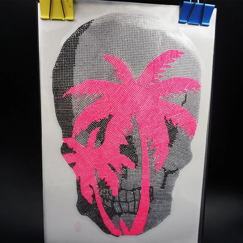 Free sample t-shirt sticker heat transfer lovely cheer ready design strass rhinestone transfer