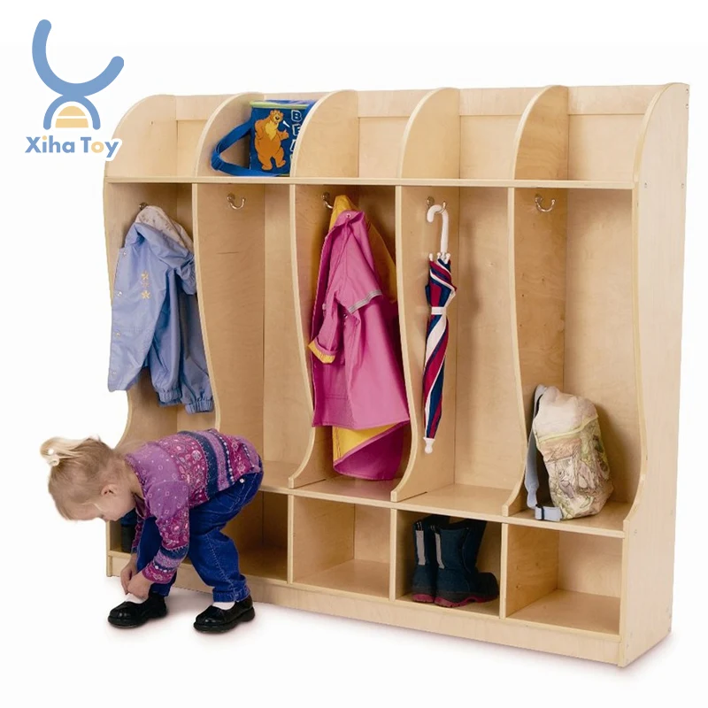 Деревянные шкафчики XIHA для детей дошкольного возраста на 8 человек с кубиками, деревянный шкаф для хранения игрушек, мебель для детского сада