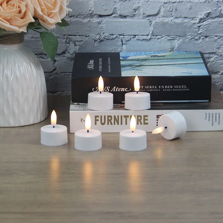 Set of 12 Custom LED Votive Plastic Timer USB Rechargeable LED Tea Light Electric Candle with Remote Control