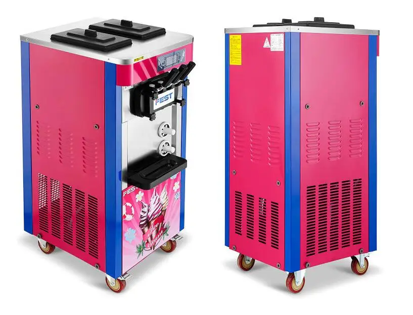 Three Color Ice Cream Machine Commercial Automatic Cone Sundae Vertical