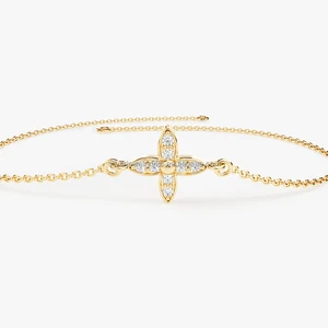 Custom 925 Sterling Silver Dainty 4 Four Leaf Clover Jewelry Minimalist Diamond Cz Cubic Zircon Lucky Clover Bracelets for Women